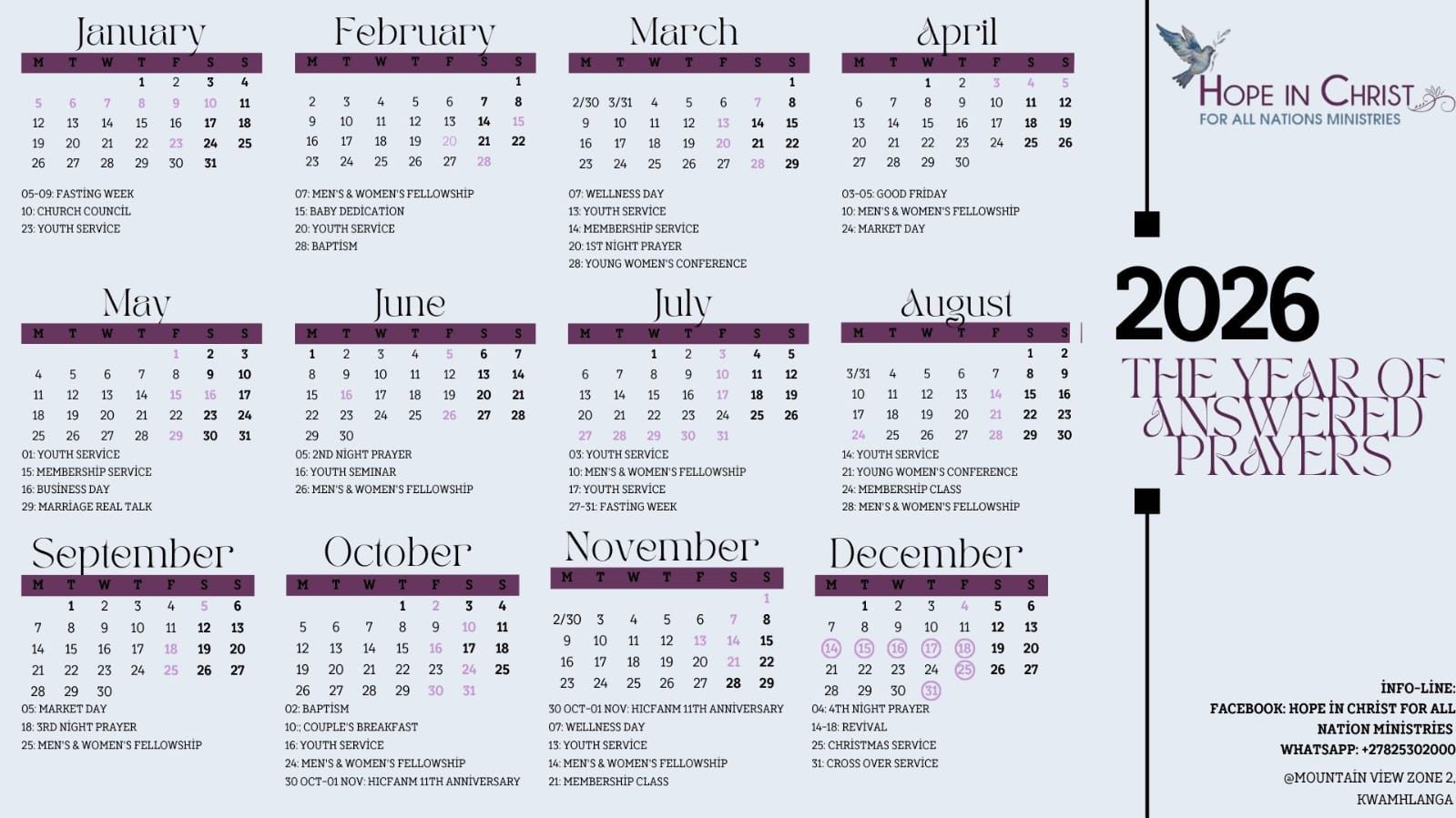 2026 Calendar Preview